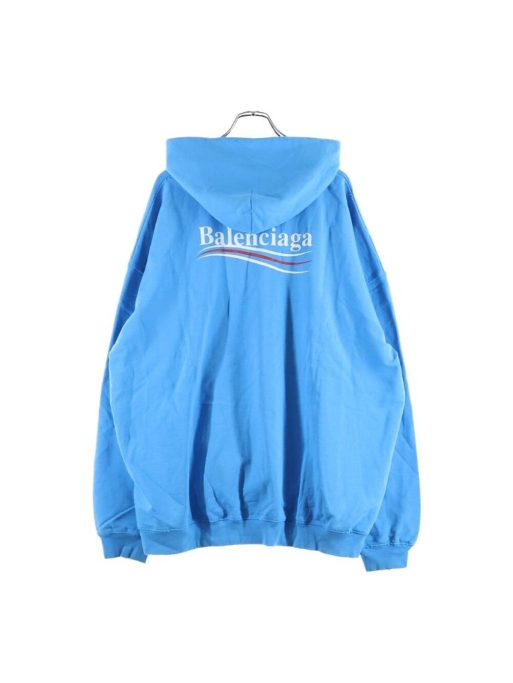 Balenciaga Political Campaign Large Fit Hoodie Logo Oversized Pullover Blue